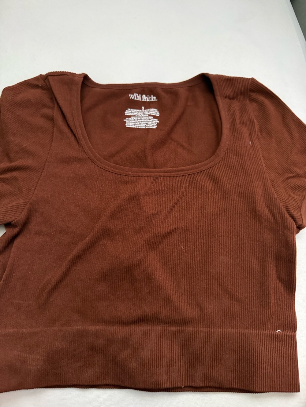 wild fable Chocolate Brown Ribbed Scoop Crop Top
